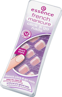 Essence French Manicure Click & Go Nails 02 Girls Only French False Nail Tip Multicolour 12pcs