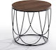 Dagen Round Wooden Side Table Walnut L42xW42xH40cm