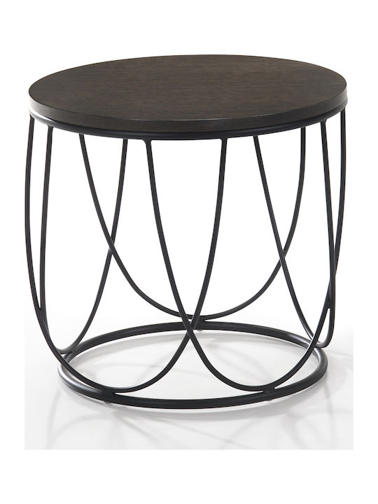 Dagen Round Wooden Side Table Gray L42xW42xH40cm