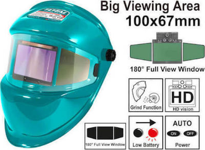 Total Welding Helmet with 100x67mm Visual Field Green