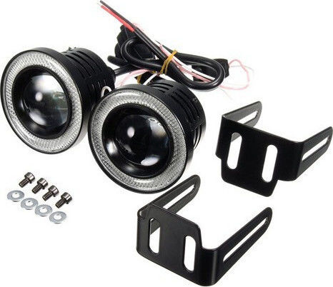 Angel Eyes Round Fog lights with DRL Car LED Universal 12V 15W 6.4cm with White Lighting 2pcs R500-15W