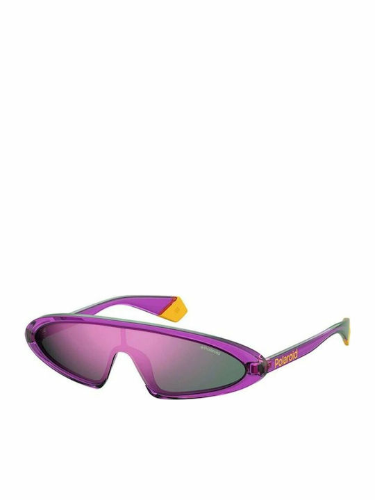 Polaroid Women's Sunglasses with Purple Horn-Rimmed Frame and Purple Polarized Mirror Lens PLD6074/S B3VAI