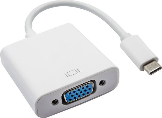 Akyga Convertor VGA feminin în USB-C masculin Alb 1buc AK-AD-55