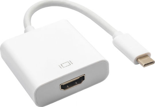 Akyga Μετατροπέας USB-C male σε HDMI female Λευκό 1τμχ AK-AD-53