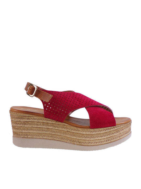 64420 Women's Suede Platform Shoes Red