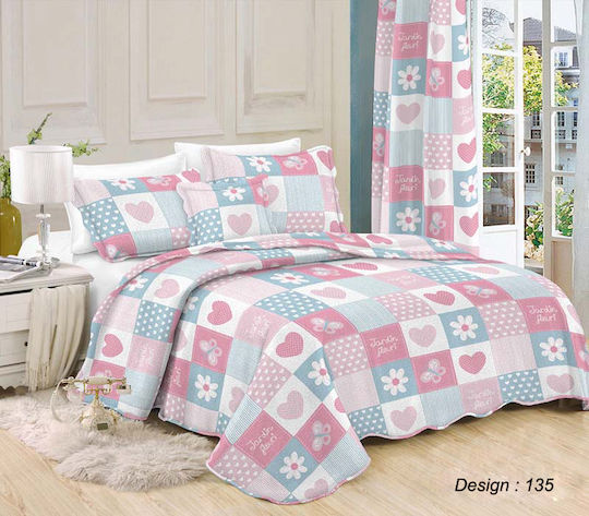 Dimcol 135 Set Coverlet Single Microfiber Pink 160x220cm 2pcs
