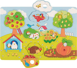 Wooden Kids Peg Puzzle In the Garden 8pcs Goki