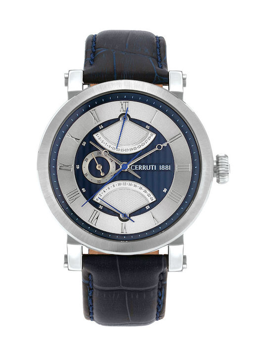 Cerruti Cavalese Uhr Chronograph Batterie mit Blau Lederarmband