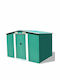 Metallic Galvanized Garden Warehouse with Double-Leaf Door & Air Vent Green L2.57xW2.05xH1.78cm