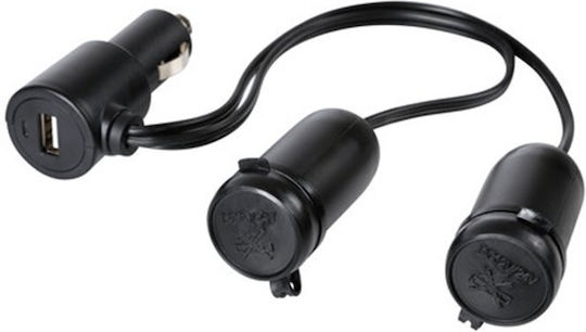 Lampa Φορτιστής Αυτοκινήτου 1A με Θύρες: 2xUSB μαζί με Καλώδιο Ενσωματωμένο