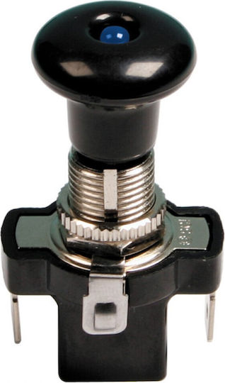 Lampa Push-Pull Switch Διακόπτης On/Off Αυτοκινήτου με Μπλε Led 12V Universal Μαύρο
