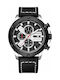 Curren Watch Chronograph Battery with Leather Strap Black / Silver