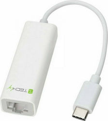 Techly IADAP USB31-ETGIGA USB-C Αντάπτορας Δικτύου για Ενσύρματη σύνδεση Gigabit Ethernet