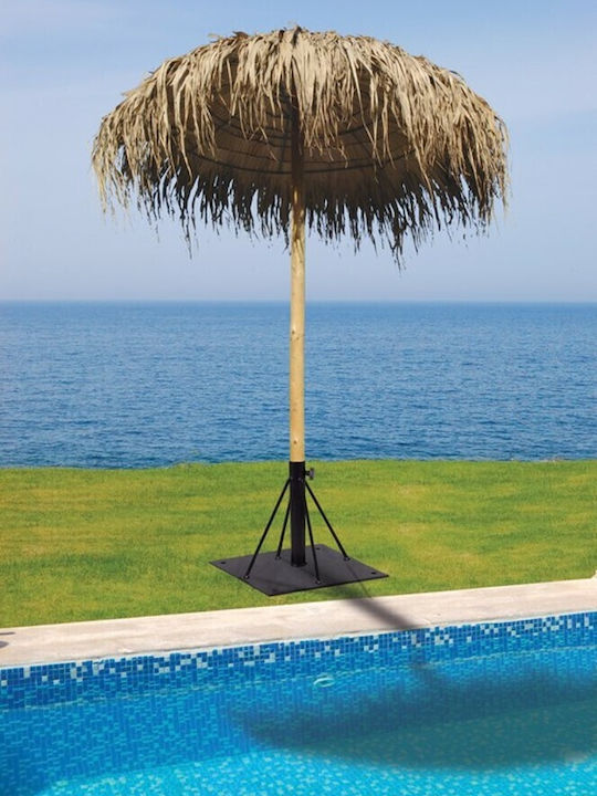 Professional Circular Wicker Umbrella Wooden Beige Diameter 2m