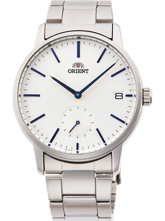 Orient Ανδρικό Ρολόι 39mm Χρονογράφος Μπαταρίας με Ασημί Μεταλλικό Μπρασελέ