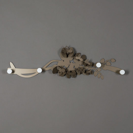 Arti E Mestieri Metal Wall Hanger Orchidea with 4 Slots Bronze 80x17cm 1pc