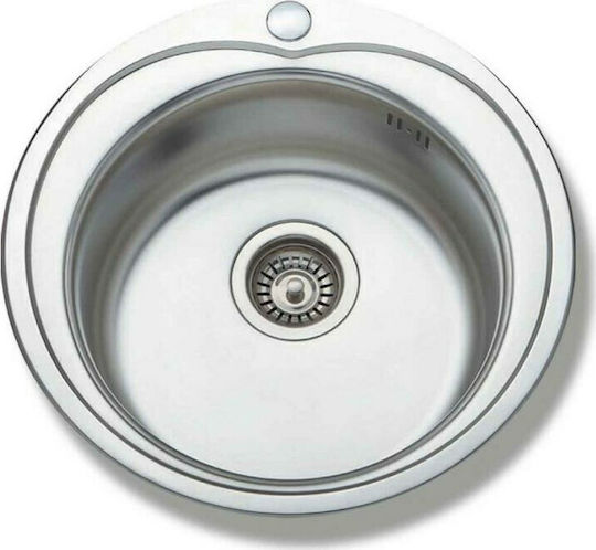 Gloria Finox 304 Rondo Ένθετος Νεροχύτης Inox Σατινέ Μ49xΠ49cm Ασημί