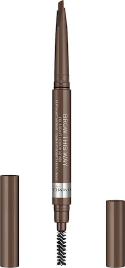 Rimmel Brow This Way 2-in-1 Fill & Sculpt Eyebrow Definer Μολύβι για Φρύδια 002 Medium Brown