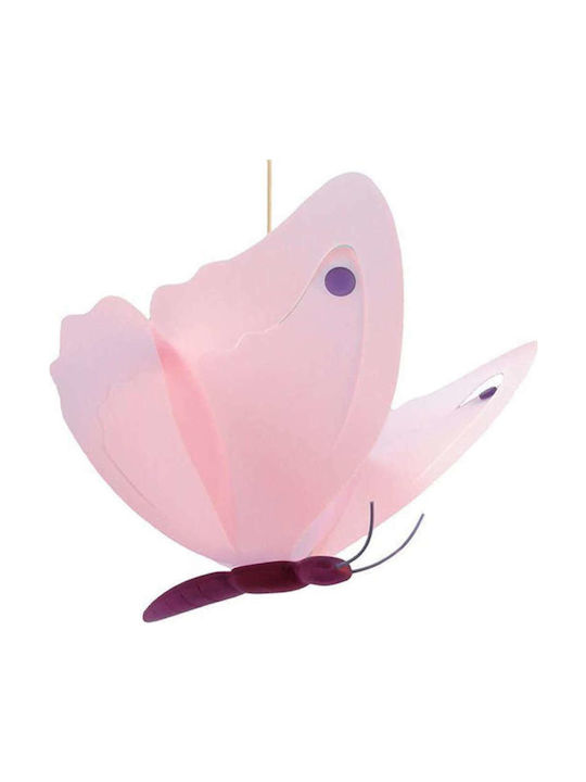 R&M Coudert Πεταλούδα Single Bulb Kids Lighting Pendant of Plastic with Drive Size E27 In Pink Colour 45x45cm