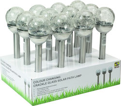 SOLAR LAMP SILVER GLASS WITH COLOURED LIGHT