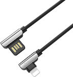 Hoco U42 Exquisite Steel Winkel (90°) / Edelstahl USB-A zu Lightning Kabel Schwarz 1.2m (HC-U42LB)