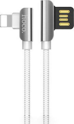 Hoco U42 Exquisite Steel Winkel (90°) / Edelstahl USB-A zu Lightning Kabel Weiß 1.2m (HOC-U42i-W)