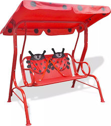 vidaXL Metal Double with Seatbelt Swing Set with Stand Love Bug 110x75x110cm Red