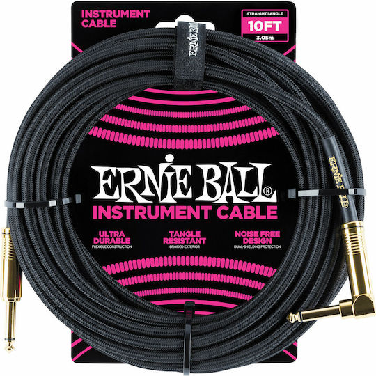 Ernie Ball Braided Instrument Cable 6.3mm male - 6.3mm male 3m