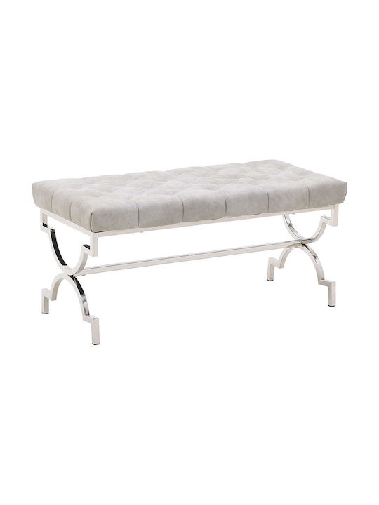 Stool Bench Stool Upholstered with Leatherette Gray 99x43x46cm