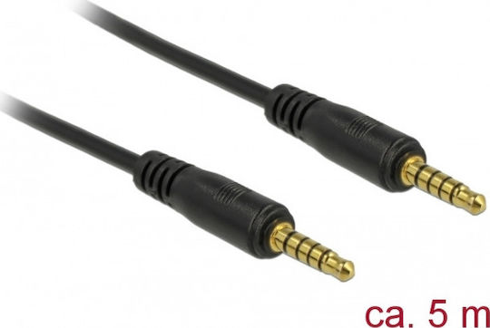 DeLock DeLock 3.5mm Jack Cable TRRRS 3.5mm Male - 3.5mm Male Black 5m with Gold Plated Terminals