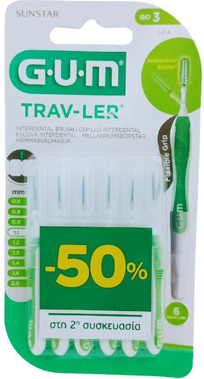 GUM Trav-ler Periuțe Interdentare 1.1mm Verde 12buc