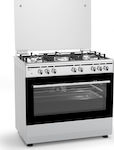 Thermogatz TGS 7000 IX Κουζίνα Υγραερίου & Ρεύματος 94lt με Εστίες Υγραερίου Π90εκ. Λευκή