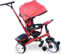 Kikka Boo Neon Kids Tricycle with Storage Basket, Push Handle & Sunshade for 18+ Months Red