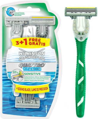 Wilkinson Sword Quatro Titanium Sensitive 4τμχ Razor de unică folosință