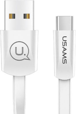 Usams Flat USB 2.0 Cable USB-C male - USB-A male Λευκό 1.2m (US-SJ200)