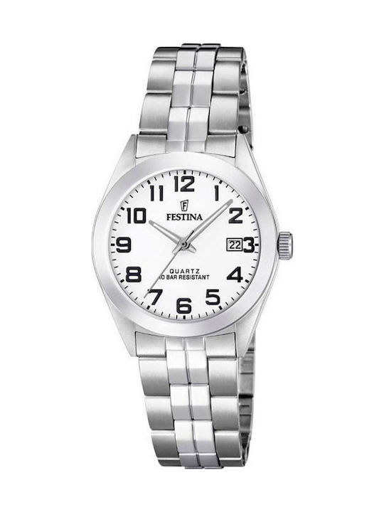 Festina Classic Ladies Γυναικείο Ρολόι 28mm Μπαταρίας με Ασημί Μεταλλικό Μπρασελέ