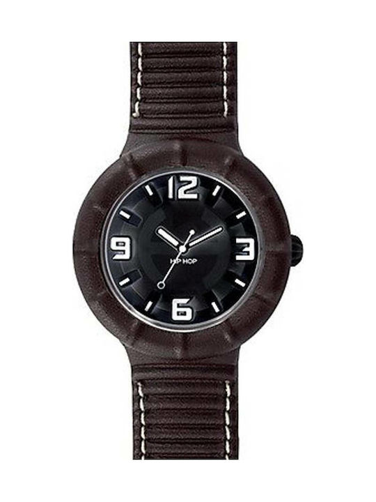 HipHop Watch with Brown Leather Strap HWU0207