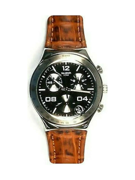 Swatch Classylicious Watch Chronograph Battery with Brown Leather Strap