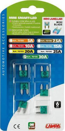 Lampa Smart-Led MicroBlade Indicator Fuses 12/32V 30A Car Fuse Set Blades 6pcs
