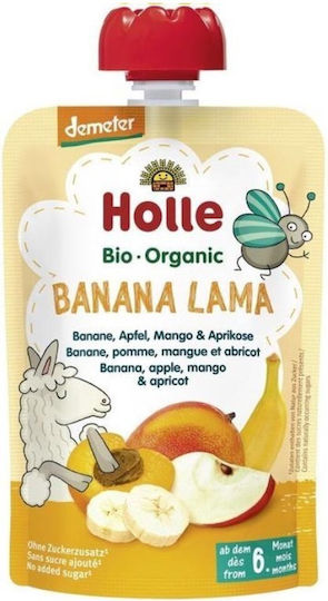 Holle Fruit-Vegetable Puree Fruit cream with Flavor Banana, Apple, Mango & Apricot No Added Sugar 100gr for 6+ Months
