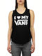 Vans "Love My Vans" Women's Athletic Cotton Blouse Sleeveless Black