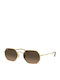 Ray Ban Octagonal Unisex Sunglasses with Gold Metal Frame and Brown Gradient Mirror Lens RB3556N 9124/43