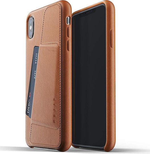Mujjo Задна корица Кожа с слот за карти Кафяв (iPhone XS Max)