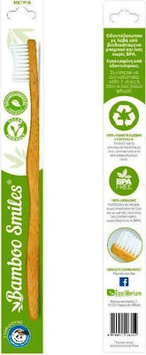 Bamboo Smiles Toothbrush Adults Manual Toothbrush Medium Beige 1pcs