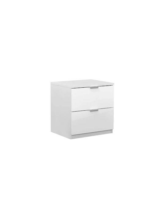 Elegance Wooden Bedside Table White 45x38x46.5cm