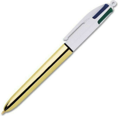 Bic 4 Colours Shine Pen Ballpoint 1mm with Multicolour Ink Gold