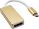 Akyga Конвертор USB-C мъжки към DisplayPort женски Златист 1бр AK-AD-56