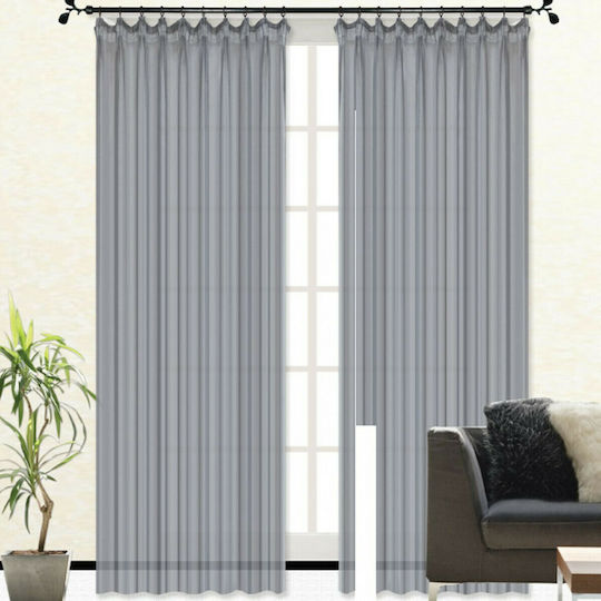 Import Hellas Curtain with Pencil Pleat Voile Gray Dark 160x270cm