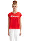 Damen Sport Crop Top Kurzarm Rot