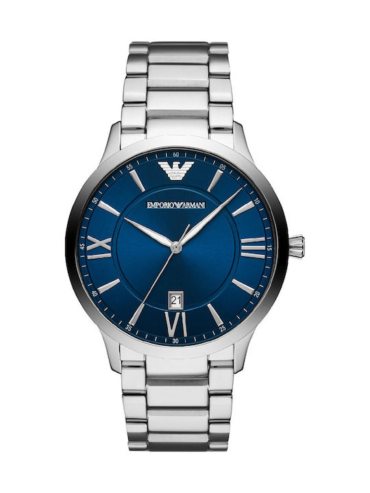 Emporio Armani Giovanni Ανδρικό Ρολόι 44mm Μπαταρίας με Ασημί Μεταλλικό Μπρασελέ